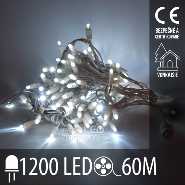 Svetelná reťaz vonkajšia 60 m, 1200 LED, studená biela