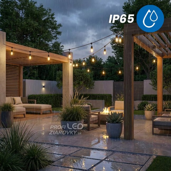 Solárna záhradná girlanda 40x LED dekoratívne žiarovky 20m 2700K teplá s diaľkovým ovládaním SOLENA LUMILED