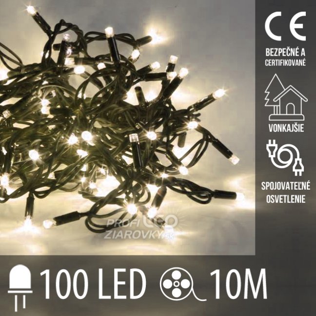 Svetelná reťaz vonkajšia 10 m, 100 LED, teplá biela – Stela