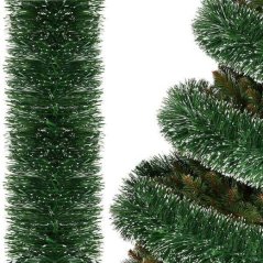 Vianočná girlanda - tmavozelená/biela - 6 m - priemer 15cm