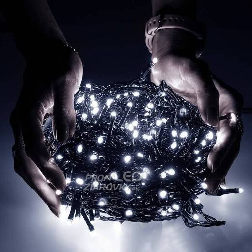 Svetelná reťaz vonkajšia 25 m, 500 LED, studená biela, svetelné programy