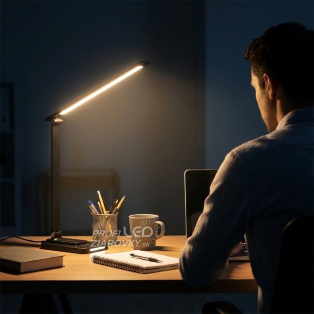 Lampa stolová LED dotyková s nabíjačkou indukčnou CCT Usb C URSA 6W 350lm čierna Lumiled