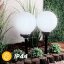 Solárna záhradná lampa LED 6500K IP44 25cm zapichovacia zemná biela guľa ATRIS LUMILED