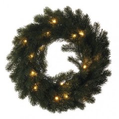 Led vianočný veniec, 40cm, 2× aa, vnútorný, teplá biela