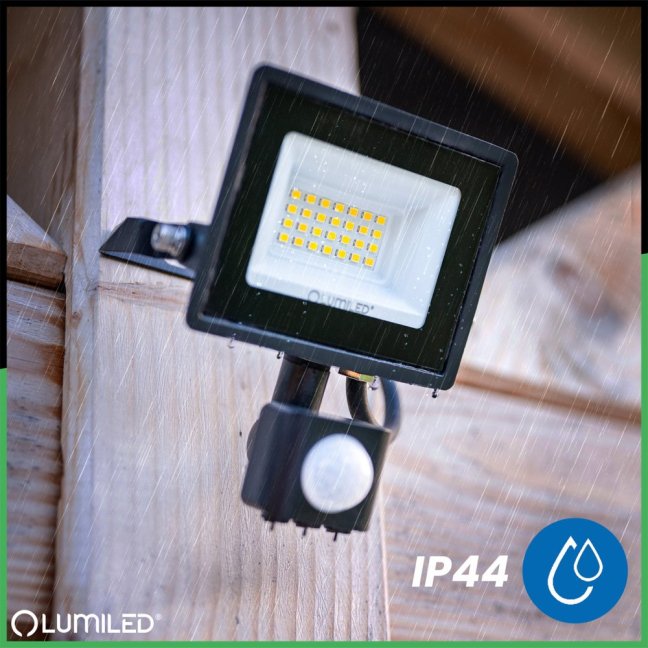 LED reflektor ZUNA2 20W 1800lm 6500K IP44 Black Senzor pohybu LUMILED