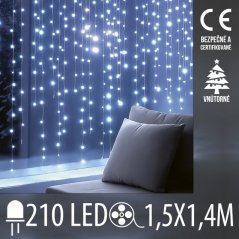 Vianočná DOT Led svetelná záclona vnútorná - 210led - 1,5x1,4m - studená biela