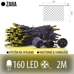 Zara spojovateľná led svetelná sieť vonkajšia - 160led - 2m teplá biela