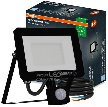 Vonkajší LED reflektor - 30W - 6500K - 2700lm - IP65 so senzorom pohybu a súmraku - OSRAM