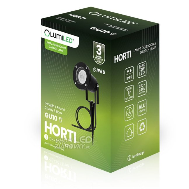 Záhradné svietidlo LED GU10 IP65 WATERPROOFED čierne s 1m káblom HORTI LUMILED