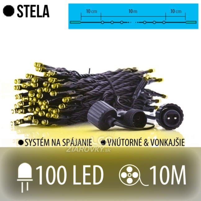 Svetelná reťaz vonkajšia 10 m, 100 LED, teplá biela – Stela