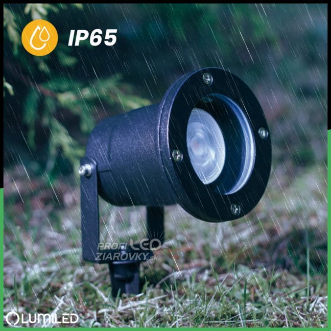 Záhradné svietidlo LED GU10 IP65 WATERPROOFED čierne s 1m káblom HORTI LUMILED
