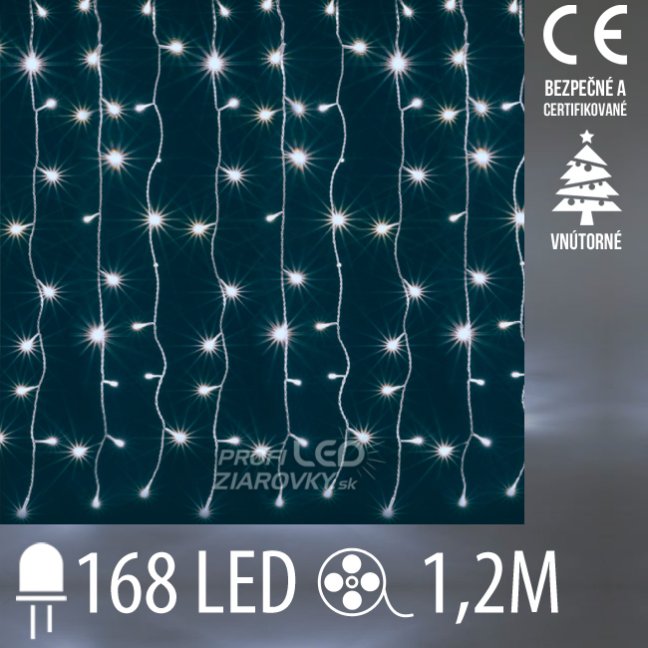 Svetelný záves vnútorný 1,2 m, 168 LED, studená biela
