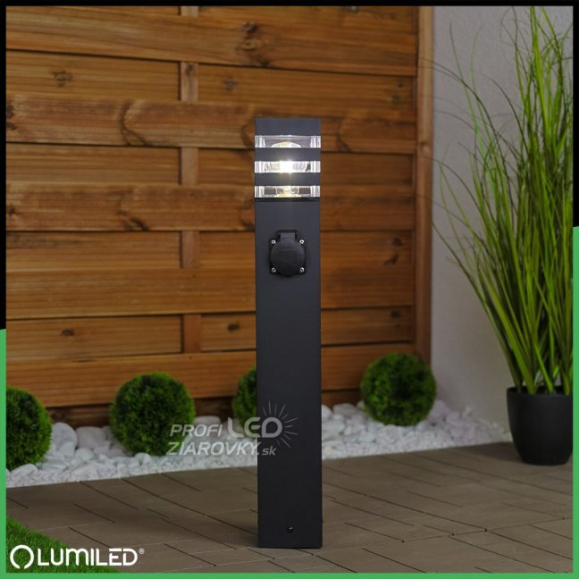 Záhradná LED lampa - stĺpik - E27 - so zásuvkou TAXUS 2 - 60 cm - LUMILED