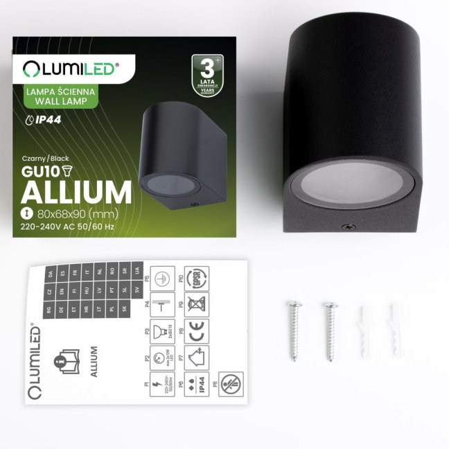 Vonkajšie nástenné svietidlo záhradné fasádne GU10 ALLIUM čierna LUMILED