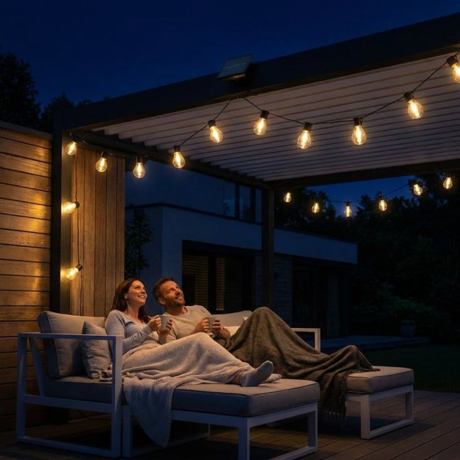 Solárna záhradná girlanda 20x LED dekoratívna žiarovka 7, 7m 2700K teplá LUMILED