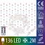 Svetelný záves s hviezdami vonkajší 2 m, 136 LED, farebná, 8 programov