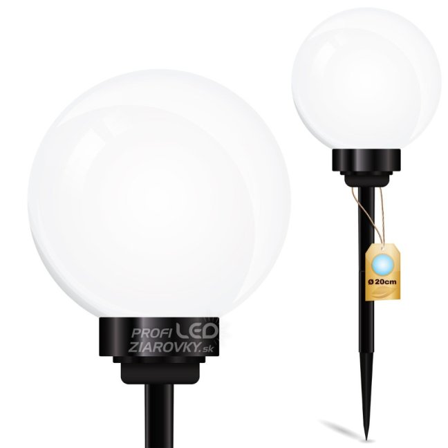 Solárna záhradná lampa LED poháňaná bielou guľou 20 cm