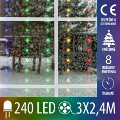 Svetelný mikro záves SMART vnútorný USB 3 × 2,4 m, 240 LED, farebná, svetelné programy