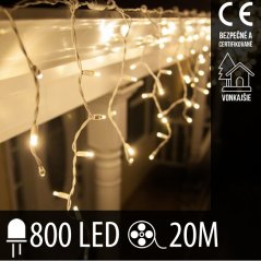 Vianočná led svetelná záclona vonkajšia - 800led - 20m teplá biela