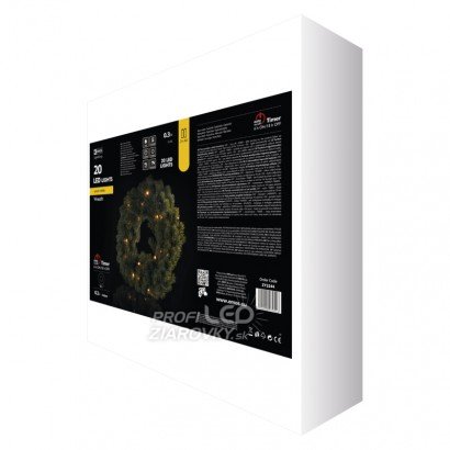 Led vianočný veniec, 40cm, 2× aa, vnútorný, teplá biela