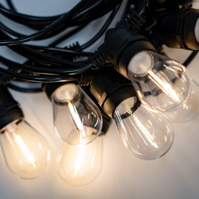 Solárna záhradná girlanda 22x LED ozdobné žiarovky 15m 2700K teplá biela + diaľkový ovládač SOLENA LUMILED
