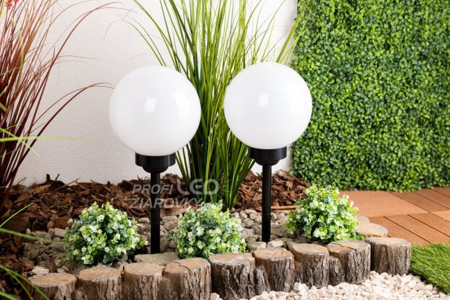 Solárna záhradná lampa LED poháňaná bielou guľou 20 cm