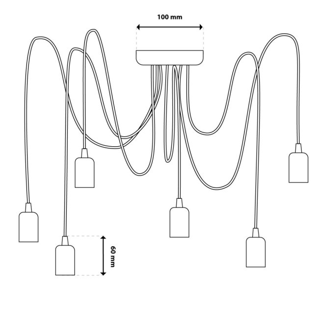 Závesná stropná lampa ARANE pavúk 6 ramien pre LED 6x E27 LUMILED