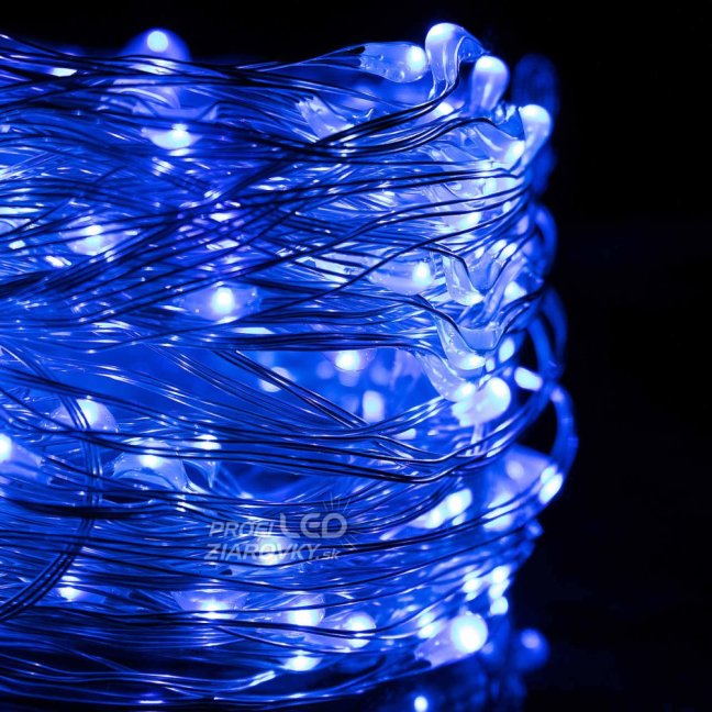 Svetelná mikro reťaz vonkajšia 30 m, 300 LED, modrá, 8 programov