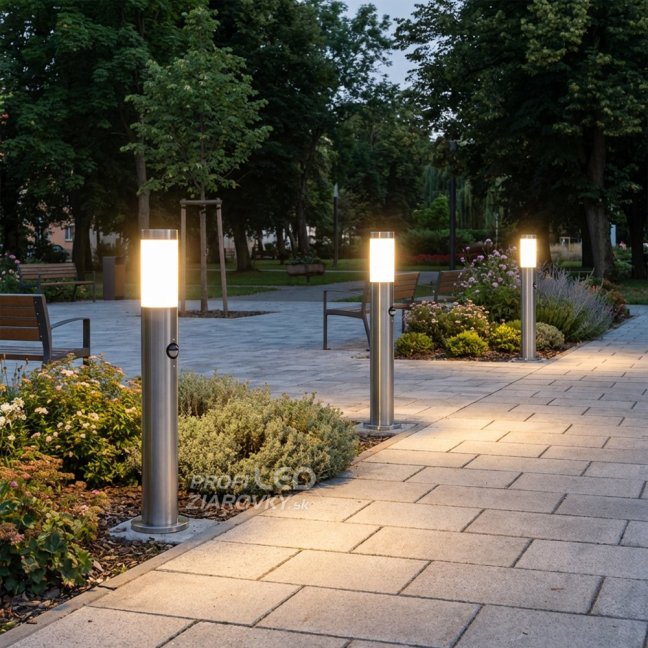 Záhradný stĺpik vonkajší E27 INOX 65cm so senzorom pohybu Lilium LUMILED