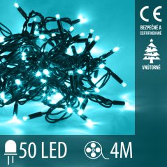 Vianočná led svetelná reťaz vnútorná - 50led - 4m tyrkysová