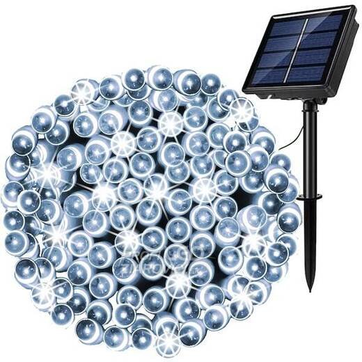 Svetelná reťaz vonkajšia solárna 22 m, 200 LED, studená biela, 8 programov