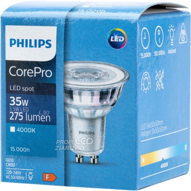 LED žiarovka GU10 3,5W = 35W 275lm 4000K Neutrálna 36° PHILIPS
