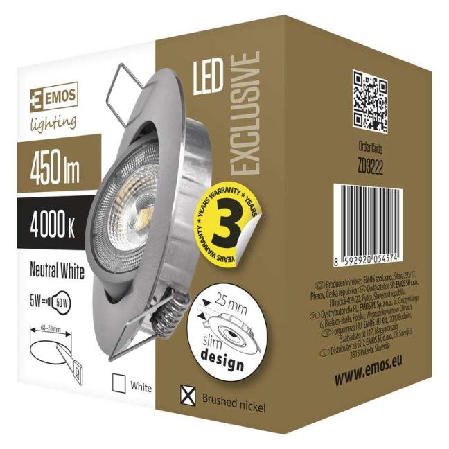 Led bodové svietidlo strieborné exclusive 5w neutrálna biela
