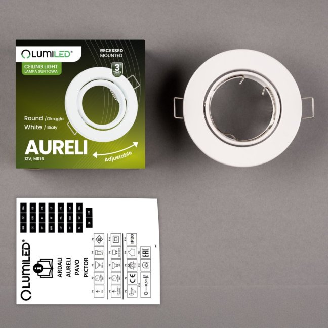 Svietidlo HALOGEN na zapustenú montáž Pohyblivé kruhové svietidlo AURELI White Sheet MR16 GU10