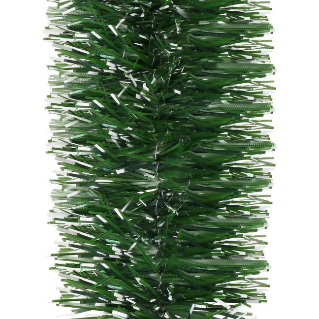 Vianočná girlanda - tmavozelená/biela - 3 m - priemer 10 cm