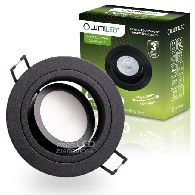 Svietidlo HALOGEN GU10 MR16 Round Black CASSIO LUMILED na zapustenú montáž