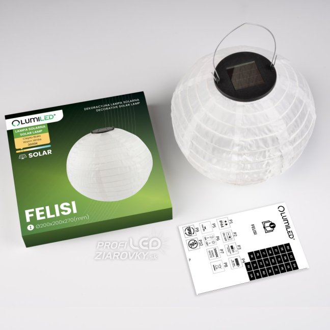 LED solárna záhradná lampa FELISI Origami Lantern 20cm LUMILED