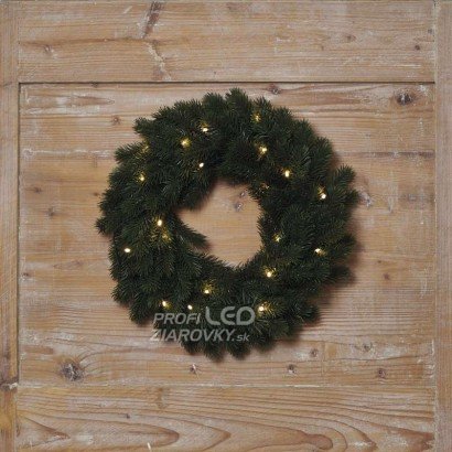 Led vianočný veniec, 40cm, 2× aa, vnútorný, teplá biela