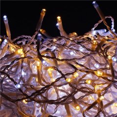 Svetelný záves s cencúľmi vonkajší 60 m, 1500 LED, teplá a studená biela, 8 programov, časovač, ovládač – sada 3 ks