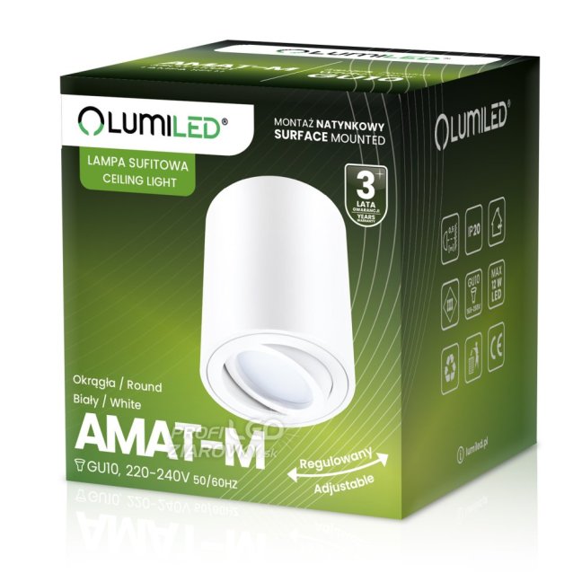 Prisadené halogénové bodové svietidlo AMAT-M - GU10 - LUMILED okrúhle biele 84 mm