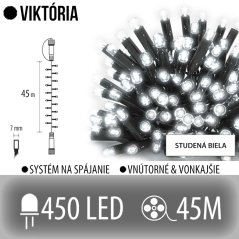 Viktória led svetelná reťaz vonkajšia - 450led - 45m studená biela