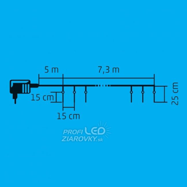 Vianočné svetelné cencúle vonkajšie 7,3 m, 50 LED, studená biela
