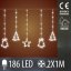 Svetelný záves vonkajší 2 m, 186 LED, studená biela