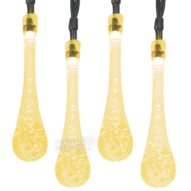 Solárny závesný veniec 20 LED slzičiek záhradná lampa 580 cm sople teplá farba