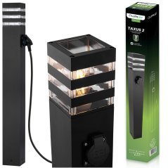 Záhradný vonkajší stojaci LED stĺp E27 12W so zásuvkou TAXUS 2 80cm LUMILED
