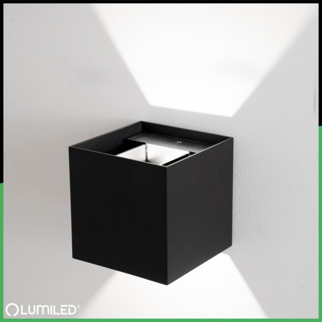 LED fasádne nástenné svietidlo 2x3W 4000K Nastaviteľné zhora nadol Čierna PICEA LUMILED