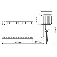 LED solárny pás 150x LED AVERO 3000K Warm IP44 5m LUMILED