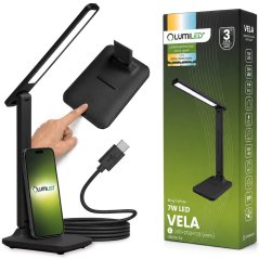 Lampa stolová LED stolová nastaviteľná USB 7W 300lm VELA čierna LUMILED