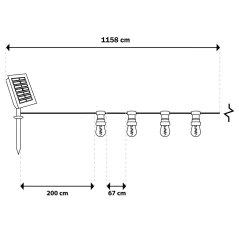 Záhradná solárna girlanda 15x LED dekoračné žiarovky 11, 58m 2200K teplá + diaľkový ovládač ALAVAS LUMILED