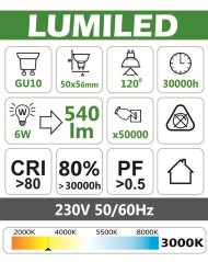 Led žiarovka gu10 smd 2835 6w teplá biela